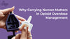 Person holding a Narcan nasal spray and carry case for opioid overdose emergency response
