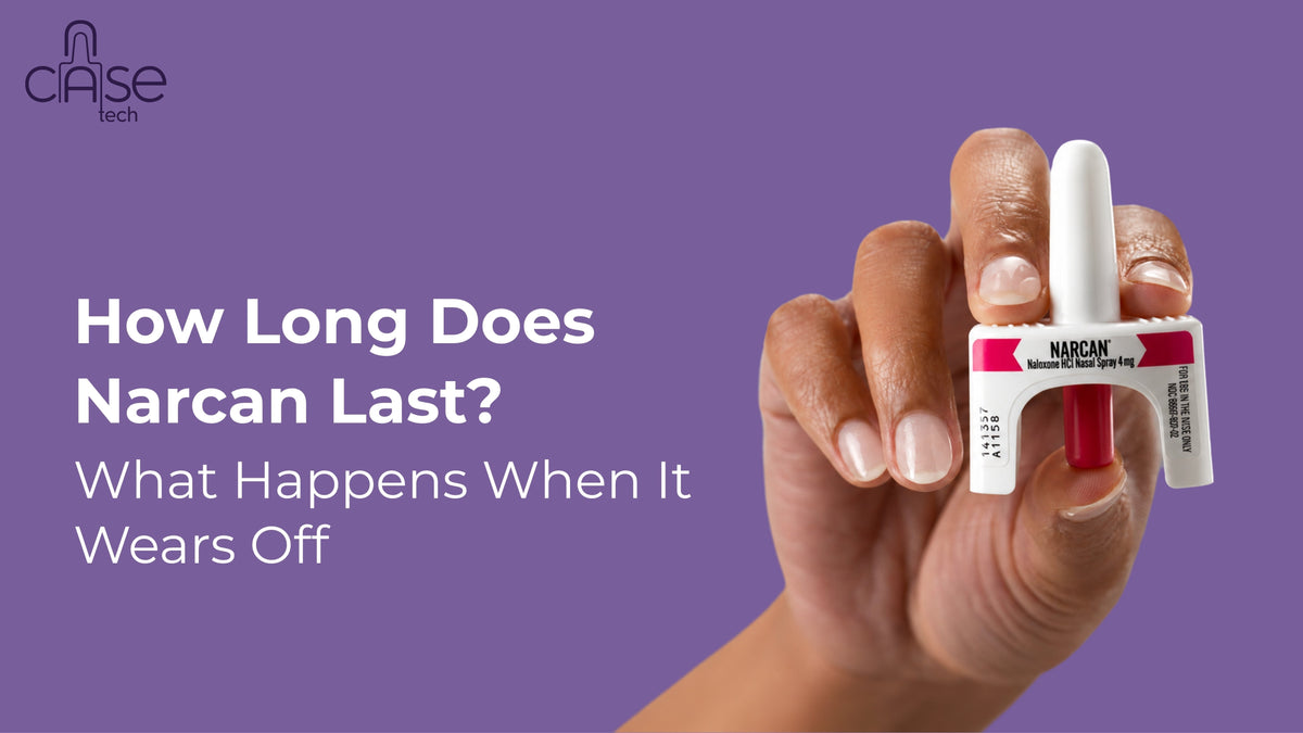 Narcan nasal spray held in hand showing overdose reversal medication